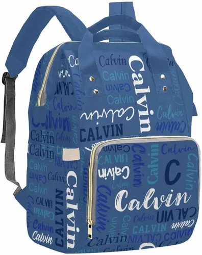 Vista 26 de Artsadd Bolsos para pañales personalizados con nombre, mochila monograma, regalos para baby shower, pattern 01, Tamaño único, Mochilas Daypack