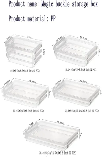 Vista 2 de ELETINA Contenedores de almacenamiento de plástico con tapas de pestillo, estuche portátil para proyectos, caja de archivos transparente
