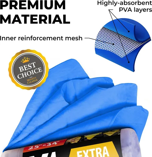 Vista 7 de Toalla de gamuza XL prémium para automóvil, (34 x 25 pulgadas), tela de gamuza súper absorbente, sin manchas y arañazos, toallas reutilizables