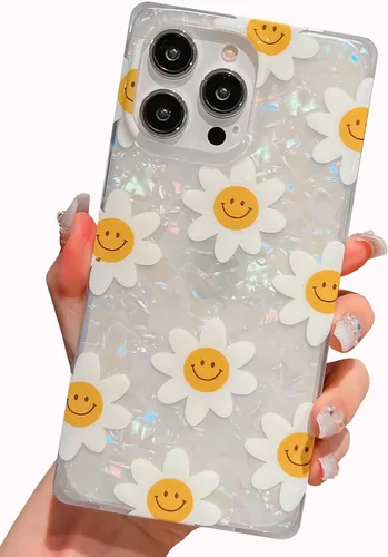 Vista 44 de Funda compatible con iPhone 14 Pro con borde rectangular, bonita funda protectora de lujo con pintura al óleo y flores para mujeres y niñas, funda