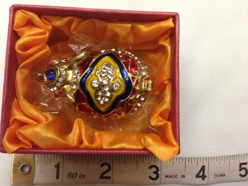 Vista 3 de Gorgeous miniatura Elefante Jewelled Trinket Box Caja de joyería con vidrio con incrustaciones, pastillero, diseño de figura decorativa