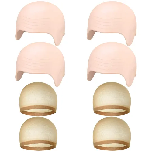 Vista 7 de Gorra sin cabello para Halloween, gorras sin cabello para maquillaje, peluca sin cabello, accesorio de disfraz para adultos, mujeres y hombres, Tez