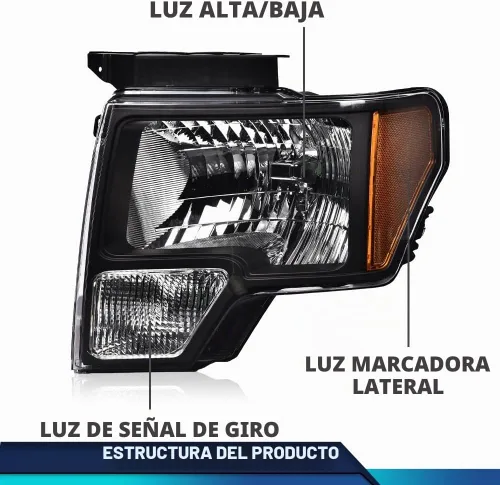 Vista 5 de PIT66 Conjunto de faros y luces traseras para Ford F150 2009-2014