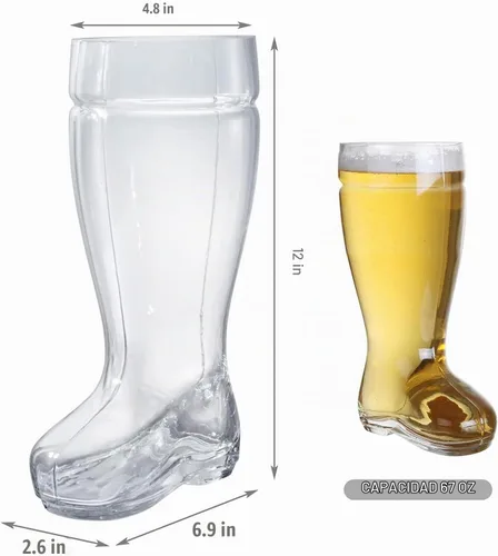 Vista 4 de MyGift Das Boot - Juego de 2 vasos gigantes de cerveza alemana (2 litros)