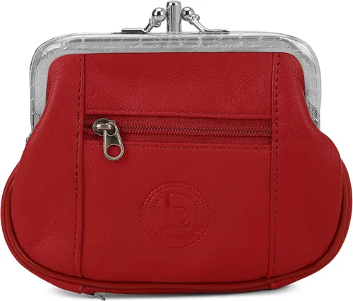 Vista 10 de Leatherboss - Cartera de piel auténtica con doble marco y bolsillo con cremallera