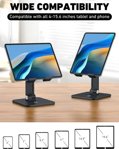 Vista 2 de OCYCLONE Soporte para iPad para escritorio, ajustable, plegable, para tableta, accesorios de iPad, soporte de exhibición, accesorios de oficina