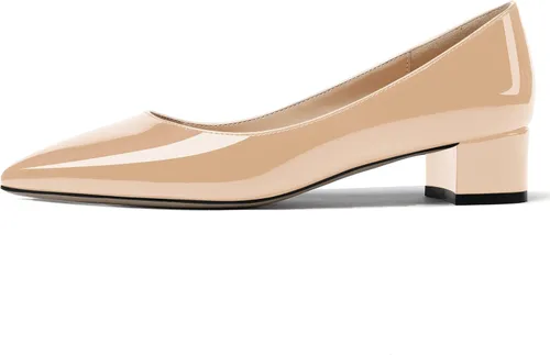 Vista 2 de WAYDERNS Zapatos de vestir de negocios de tacón bajo y grueso con puntera puntiaguda para mujer, de patente, de 1.5 pulgadas