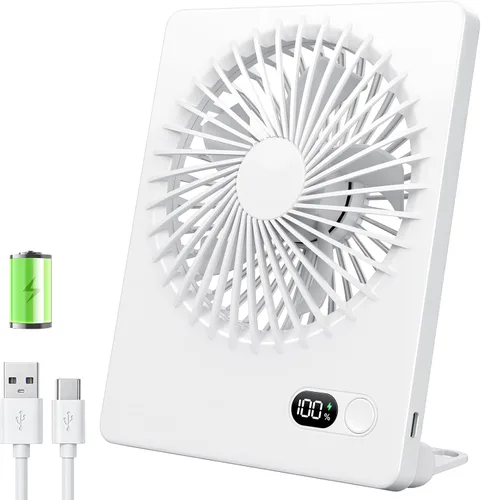 Vista 14 de Zuvas Ventilador de escritorio con pilas, recargable de inclinación de 180°, ventilador personal plegable ultra silencioso, pequeño, portátil, de 3