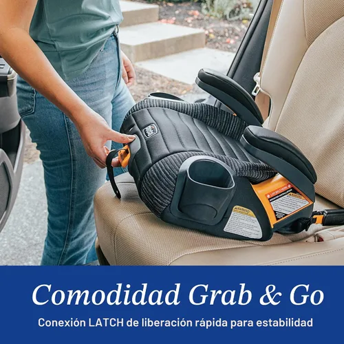 Vista 2 de Chicco GoFit ClearTex Plus Asiento elevador sin espalda, accesorio de ErgoBoost - Acolchado de espuma ultra cómodo, asa de transporte integrada