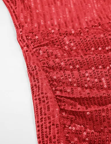 Vista 6 de GRACE KARIN Vestido de lentejuelas para mujer, con purpurina brillante, un hombro, vestido de fiesta, club, dobladillo cruzado, vestidos de cóctel