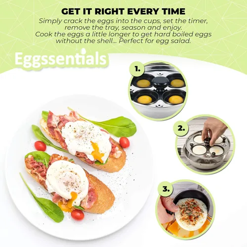Vista 4 de Escalfador de Huevos - Eggssentials Sartén para Huevos Escalfados, Sartén de Acero Inoxidable para Huevos Escalfados, Cocinador de Huevos Escalfados
