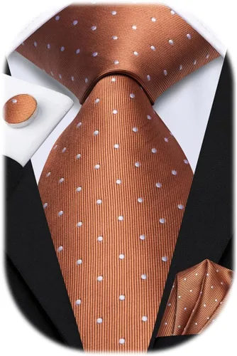 Vista 28 de Hi-Tie Conjunto de corbatas de seda con estampado paisley para hombre, pañuelo de bolsillo y gemelos, conjuntos de corbata formal para negocios a