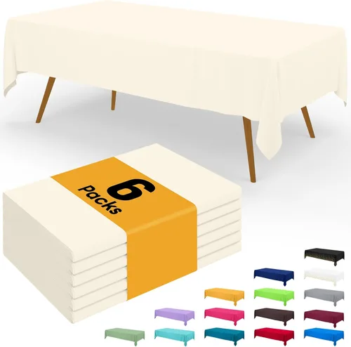 Vista 87 de Smiry - Juego de 6 manteles desechables, 54 x 78 pulgadas, manteles impermeables rectangulares para fiestas, cubierta de mesa de plástico