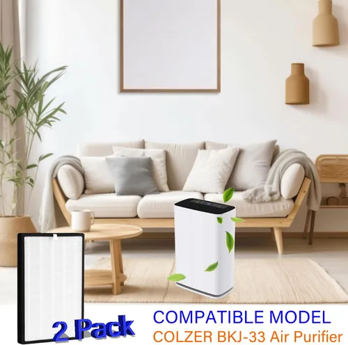 Vista 2 de Paquete de 2 filtros de repuesto BKJ-33 para COLZER BKJ-33, 3 en 1, H13 True Hepa con carbón activado de alta eficiencia y prefiltro