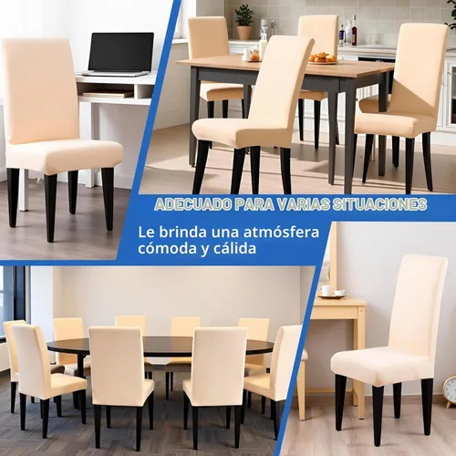 Vista 8 de Dioxide Fundas de Silla de Alto Estirar para Sillas de Comedor, Juego de Fundas de Silla de Comedor Lavables de 4, Fundas de Asiento de Silla