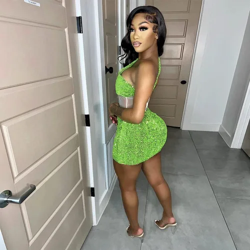 Vista 3 de Women's Sexy Elegant Bodycon Dress Party Club Night Outfit Hot Drilling Mini Dress Clubwear