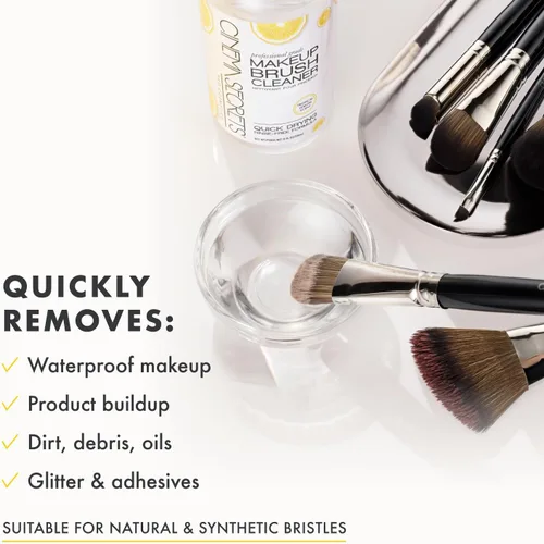 Vista 4 de Cinema Secrets Solución limpiadora de brochas de maquillaje original, limpiador profesional para brochas de maquillaje, fórmula de secado rápido
