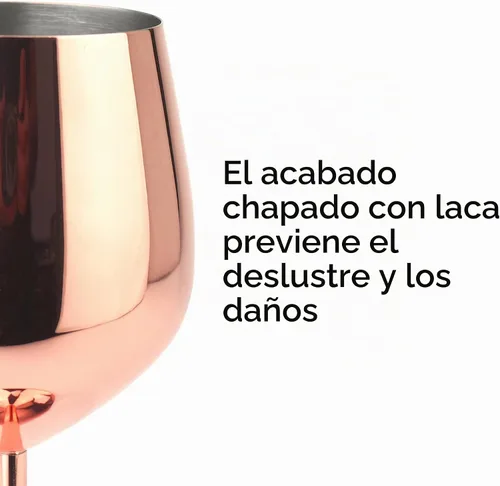 Vista 4 de PG Juego de copas de vino de acero inoxidable con tallo de cobre y oro rosa, 4 – 18.5 oz