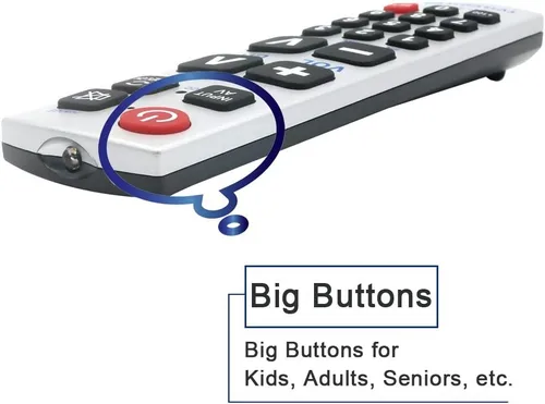 Vista 6 de LuckyStar - Control remoto universal con botón grande A-TV2, ajuste inicial para Lg, Vizio, Sharp, Zenith, Panasonic, Philips, RCA, pone la batería