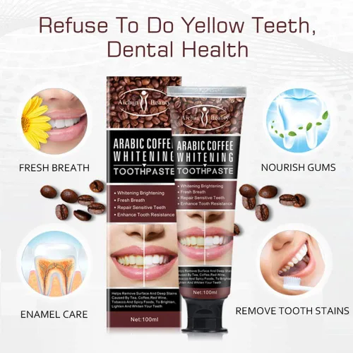 Vista 2 de AICHUN BEAUTY Pasta de dientes de café árabe Reparación de aliento fresco dientes sensibles mejorar la resistencia dental Raíces de dientes limpios