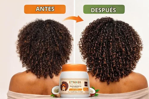 Vista 3 de Etniker - Tratamiento profundo para cabello rizado y afro 4C - Tratamiento de coco y manteca de karité para cabello seco, dañado y encrespado