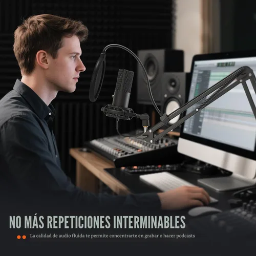 Vista 8 de FIFINE Micrófono USB de condensador de estudio, kit de micrófono para computadora con brazo de brazo ajustable, soporte de choque para instrumentos