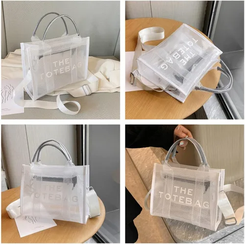 Vista 5 de Bolsa de mano transparente para mujer bolsa de plástico transparente bolsa cruzada de viaje para mujer con bolsas de plástico con cremallera