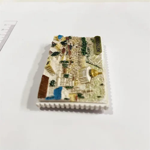 Vista 4 de Imán de nevera 3D de Jerusalén, regalo de recuerdo de resina, hecho a mano, para nevera, colección de decoración para el hogar y la cocina