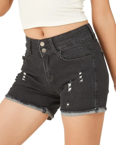 Vista 3 de PHOENISING - Shorts elásticos de mezclilla para mujer talla 2 a 16