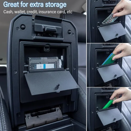 Vista 3 de JKCOVER Organizador de caja oculta para consola central compatible con Toyota Tacoma 2016-2021 2022 2023, accesorios reposabrazos caja
