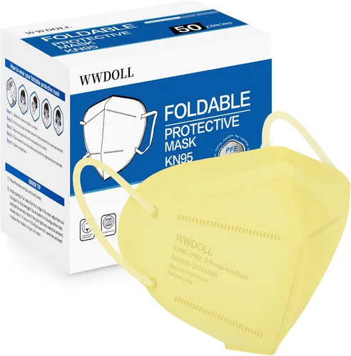 Vista 8 de WWDOLL - Mascarilla KN95, 50 unidades, 5 capas transpirables, color rojo