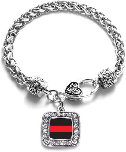 Vista 210 de Pulsera de dijes cuadrados de plata con joyería de circonita cúbica