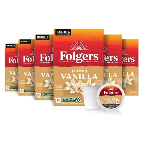 Vista 24 de Folgers Café con sabor artificial a caramelo mantecoso, cápsulas Keurig K-Cup, caja de 10