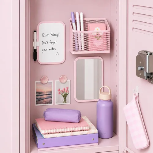 Vista 2 de Svartur - Accesorios magnéticos para casillero de niñas con pizarra magnética, espejo de casillero y soporte magnético para bolígrafos, decoración
