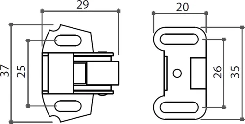 Vista 4 de Rok Hardware Roller Wheel Spring Gabinete Muebles Armario Puerta Catch Holder en acabado de zinc con tornillos, ROKRC