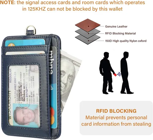 Vista 7 de Lavemi Slim RFID Blocking Card Holder Minimalist Leather Front Pocket Wallet for Women