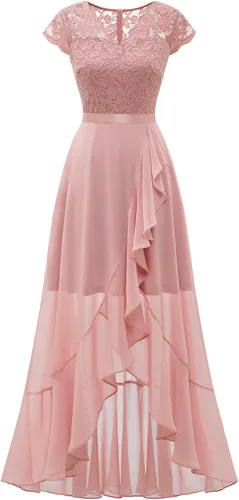 Vista 5 de Daisyaner Vestido largo formal de encaje floral para mujer con cuello en V vestido elegante para fiesta de noche vestido de graduación