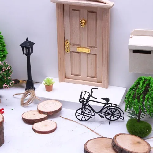 Vista 2 de Mini bicicleta de casa de muñecas, bicicleta de metal móvil para muñecas