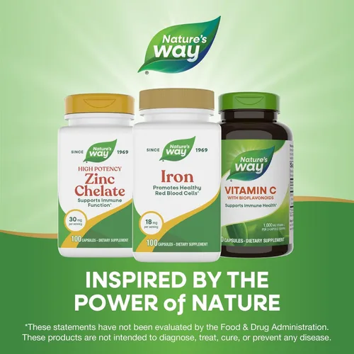 Vista 7 de Nature's Way Hierro, promueve glóbulos rojos saludables*, 18 mg de gluconato de hierro por porción, sin gluten, 100 cápsulas