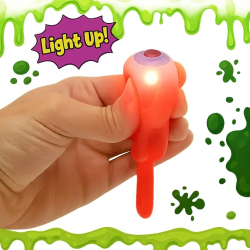 Vista 2 de JA-RU Juguete con luz gruesa (paquete de 1) globo ocular de lanzamiento elástico. Recuerdo de fiesta de Halloween. Bola pegajosa de Splat, bola