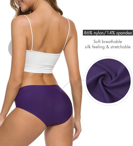 Vista 4 de Altheanray - Ropa interior sin costuras para mujer, ropa interior de bikini suave y elástica, paquete múltiple