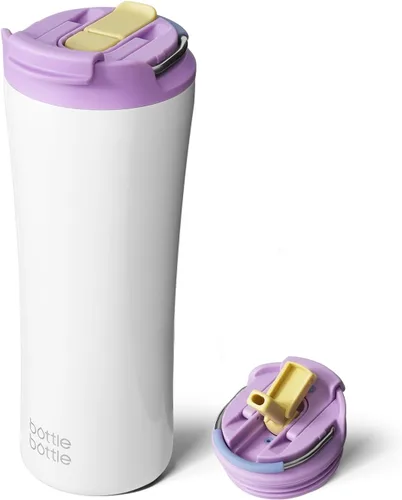 Vista 9 de BOTTLE BOTTLE Vasos de café aislados con tapa de doble uso y pajita, taza Flores de cerezo