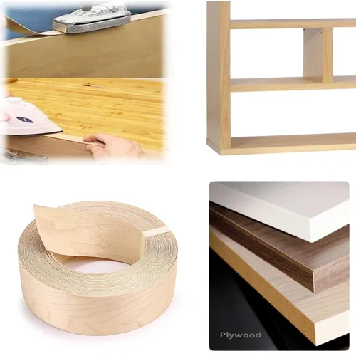 Vista 8 de Skelang Rollo de Banda de Borde de Chapa de Madera de Arce de 2" x 50' Preencolada para Planchar con Adhesivo Termofusible Cinta de Madera Flexible