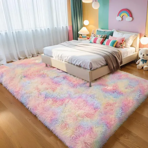 Vista 82 de KICHOWUA - Tapete grueso y esponjoso de 3 x 5 pies, color negro, ultrasuave, lavable, antideslizante, acogedor y peludo, para sala, dormitorio