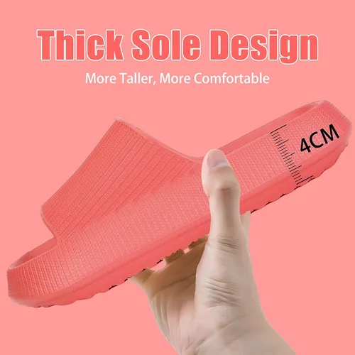 Vista 3 de rosyclo Pantuflas con sensación de nube para mujeres y hombres, pantuflas acolchadas para la ducha, sandalias de baño, máxima comodidad, ligeras