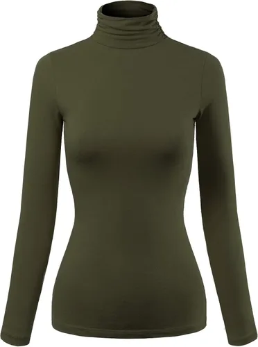 Vista 23 de MixMatchy Camiseta básica de manga larga con cuello alto y corte ajustado para mujer Negro
