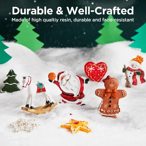 Vista 4 de Juego de 12 adornos grandes de Navidad, decoraciones colgantes de resina para árbol de Navidad, figuras surtidas de Papá Noel, muñeco de nieve