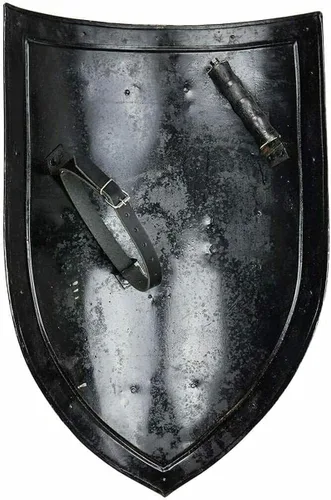 Vista 3 de Escudo de acero medieval cruzado de calibre 18, armadura de calibre 18, escudo de hierro de acero vikingo templario, escudo de acero medieval