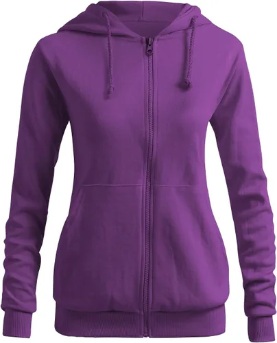 Vista 2 de CLOVERY Sudadera con capucha básica de manga larga con cremallera para mujer