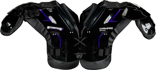 Vista 10 de Champro Scorpion - Hombreras de fútbol americano juvenil Negro/Azul